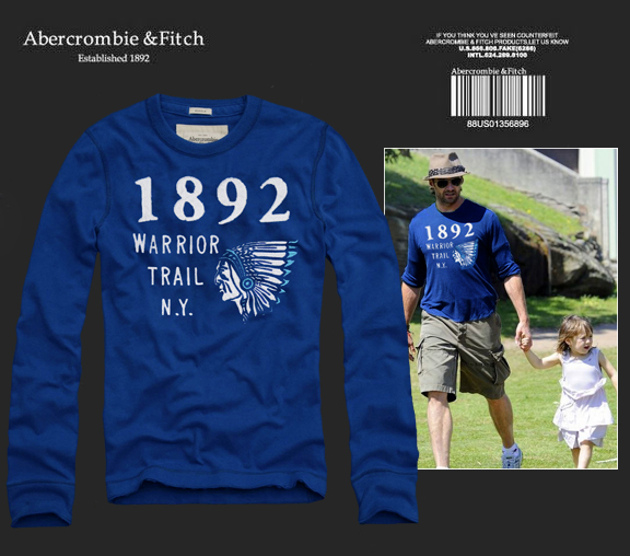 Abercrombie Fitch Hombres De Cuello Redondo Con Gente Fotos Largo Remera AF6063